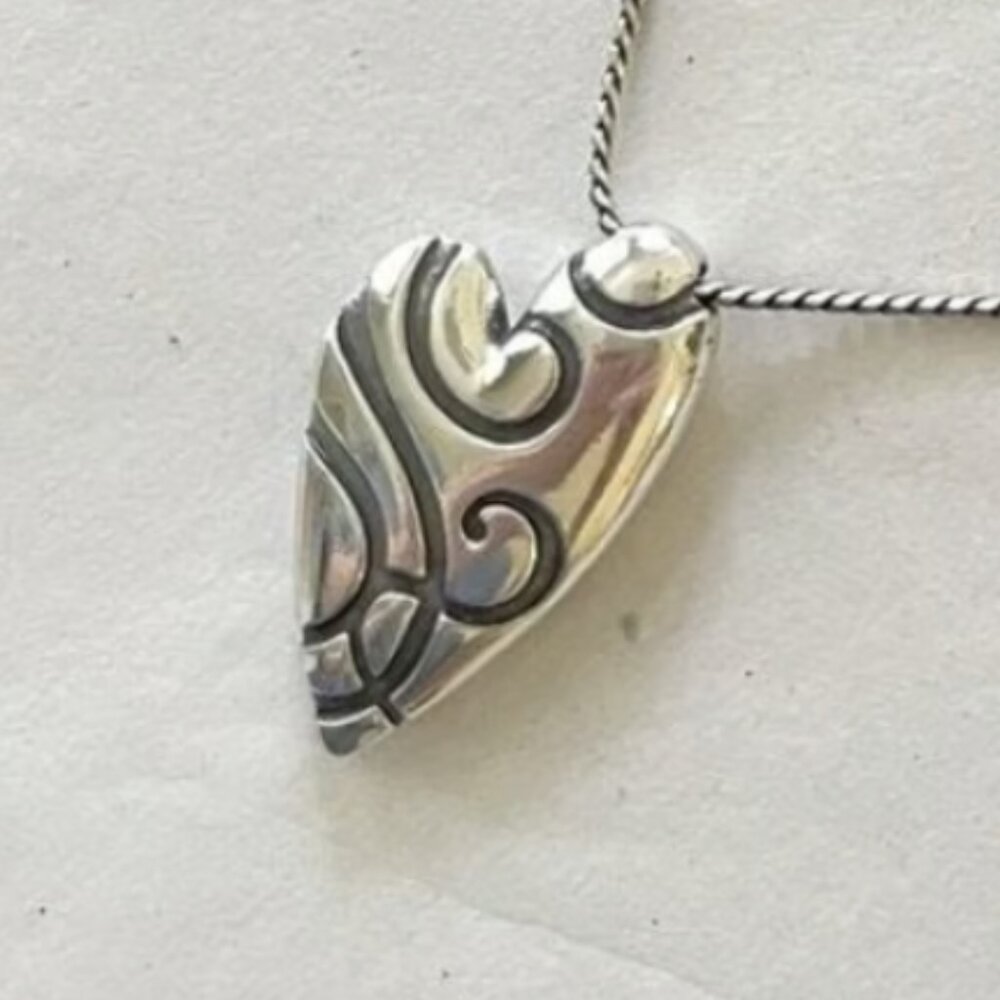 BRIGHTON Necklace: Give It a Swirl silver heart pendant necklace - Picture 4 of 4